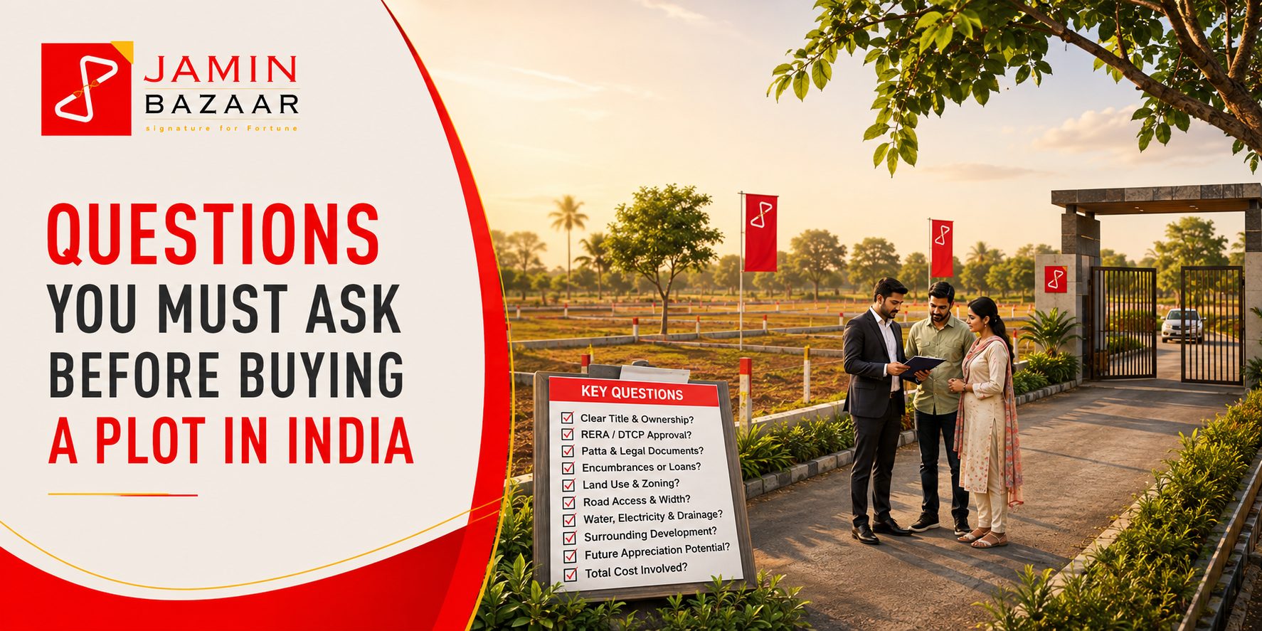 Indian property buyer checking documents and land before buying a plot in India
